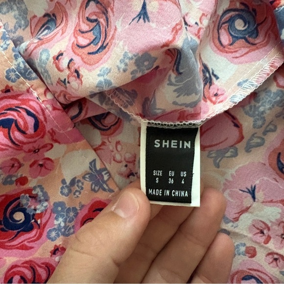 SHEIN NWOT Allover Floral Cold Shoulder Dress PINK Floral Size Small Mini - Picture 11 of 11